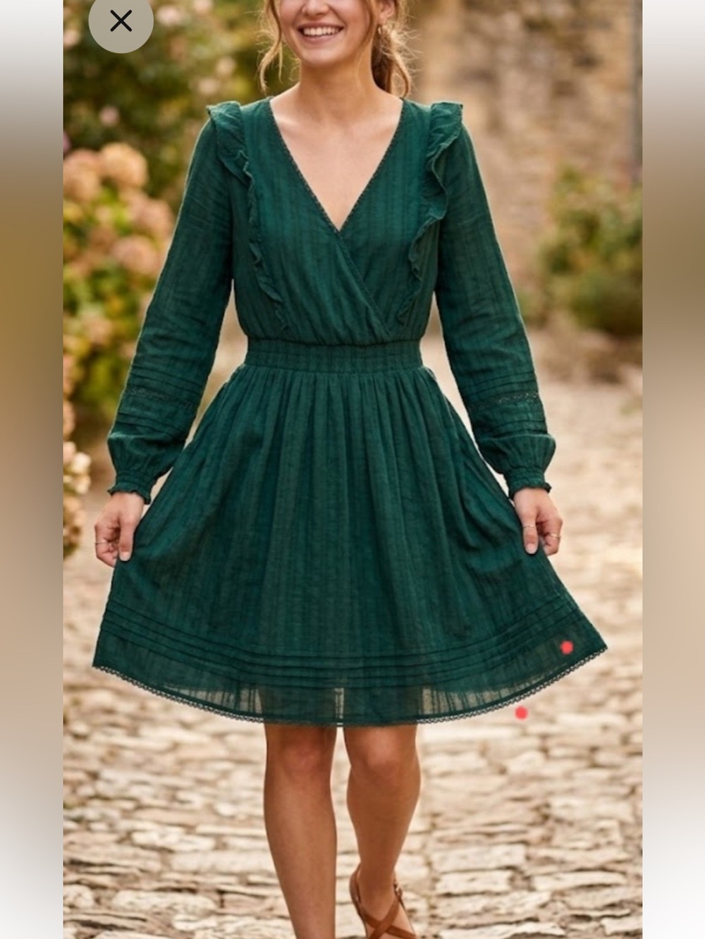 NWT American Eagle Outfitters Emerald Green V-Neck Ruffled Maxi Dress. Sz XL